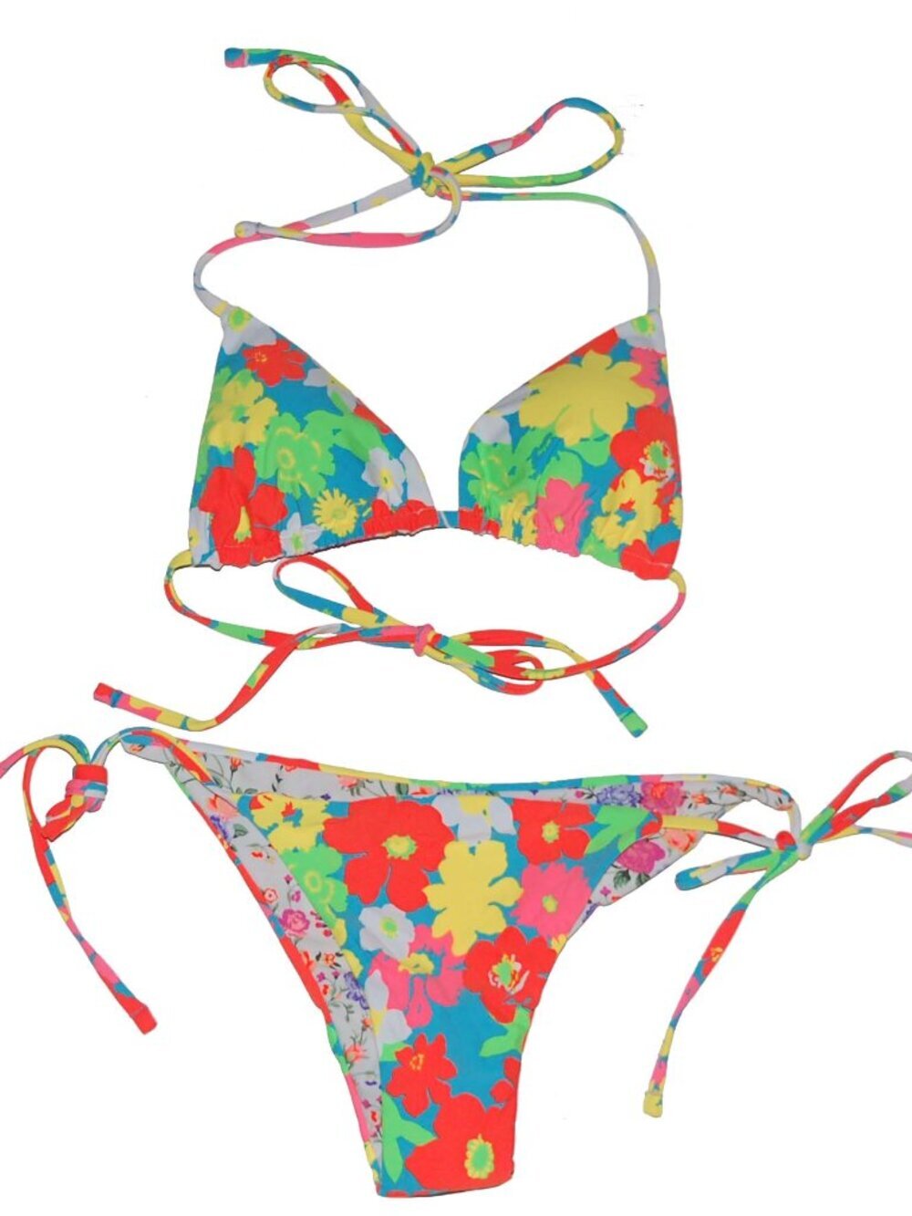 NWT Maaji Triangle Slider Bikini Top & Side Tie Bottom Reversible 2 Piece Set S